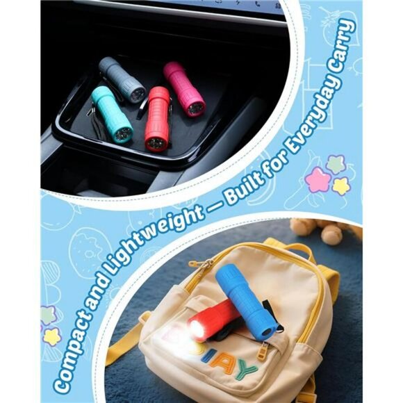 Mini LED Flashlight Set 6 Pack with Batteries Small Camping Emergency Lights - Picture 5 of 7